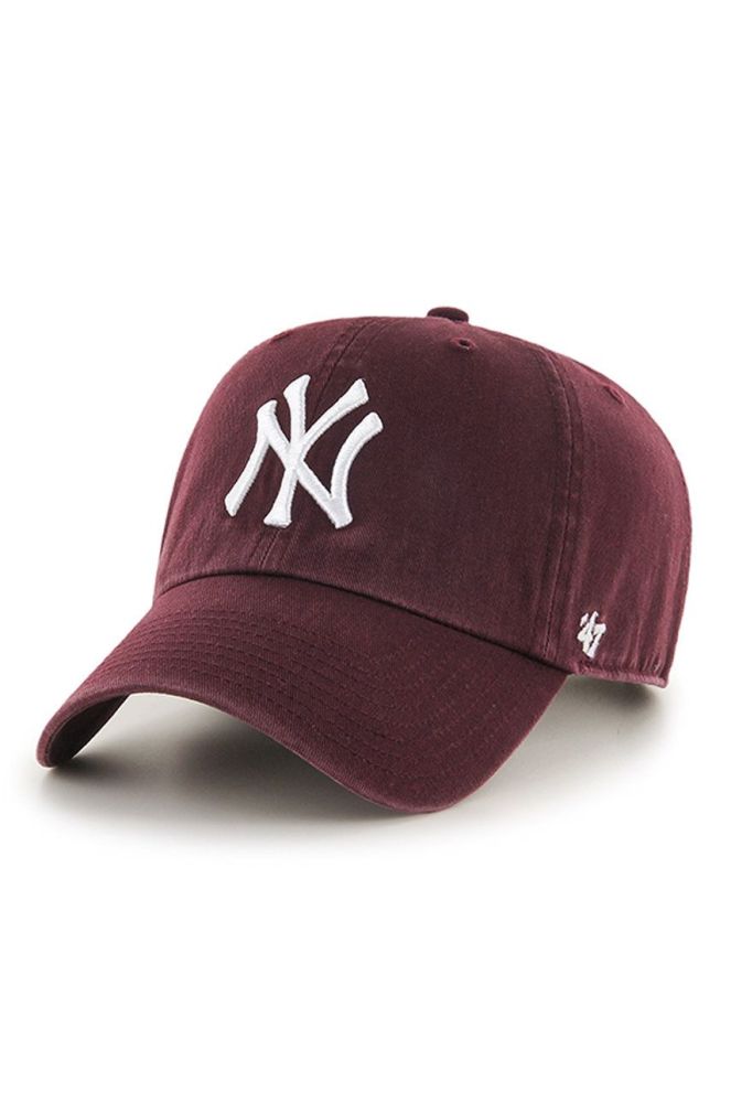 47brand - Кепка New York Yankees Clean Up колір бордо (909474)