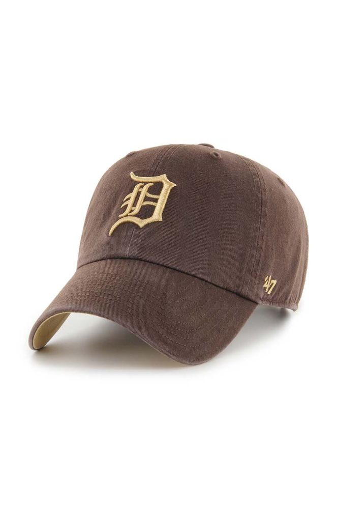 Бавовняна бейсболка 47brand MLB Detroit Tigers колір коричневий з аплікацією (3452763)