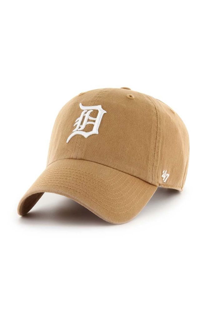 Бавовняна бейсболка 47brand MLB Detroit Tigers колір коричневий з аплікацією (3452756)