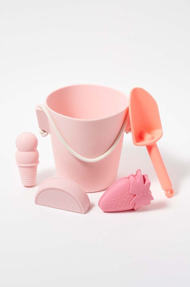 Набір іграшок для пісочниці SunnyLife Silicone Bucket & Spade Set Pin колір рожевий