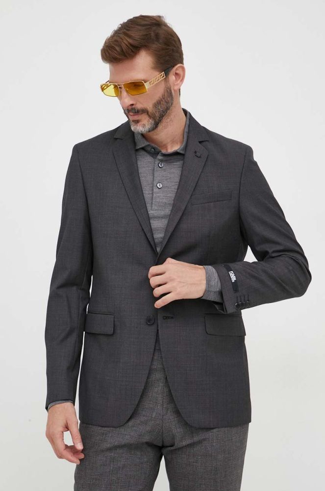 Вовняний піджак Karl Lagerfeld колір сірий