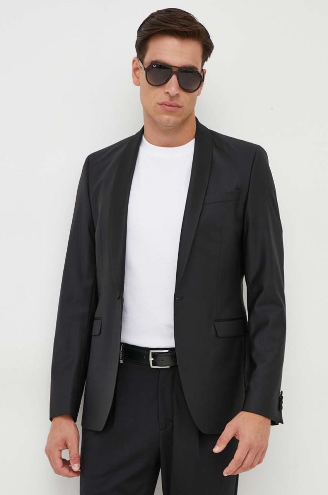 Вовняний піджак Karl Lagerfeld колір чорний (3465479)