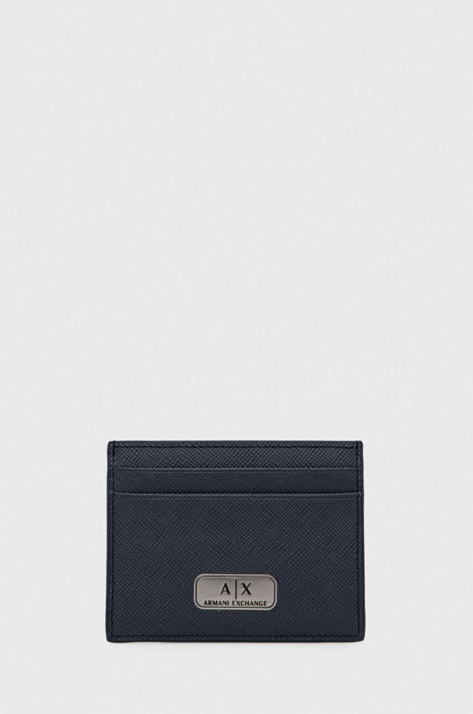 Шкіряний чохол на банківські карти Armani Exchange колір сірий