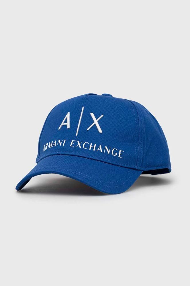 Бавовняна шапка Armani Exchange колір чорний з аплікацією (3098241)