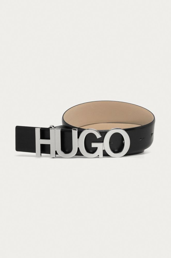 Hugo - Шкіряний ремінь колір чорний (640999)