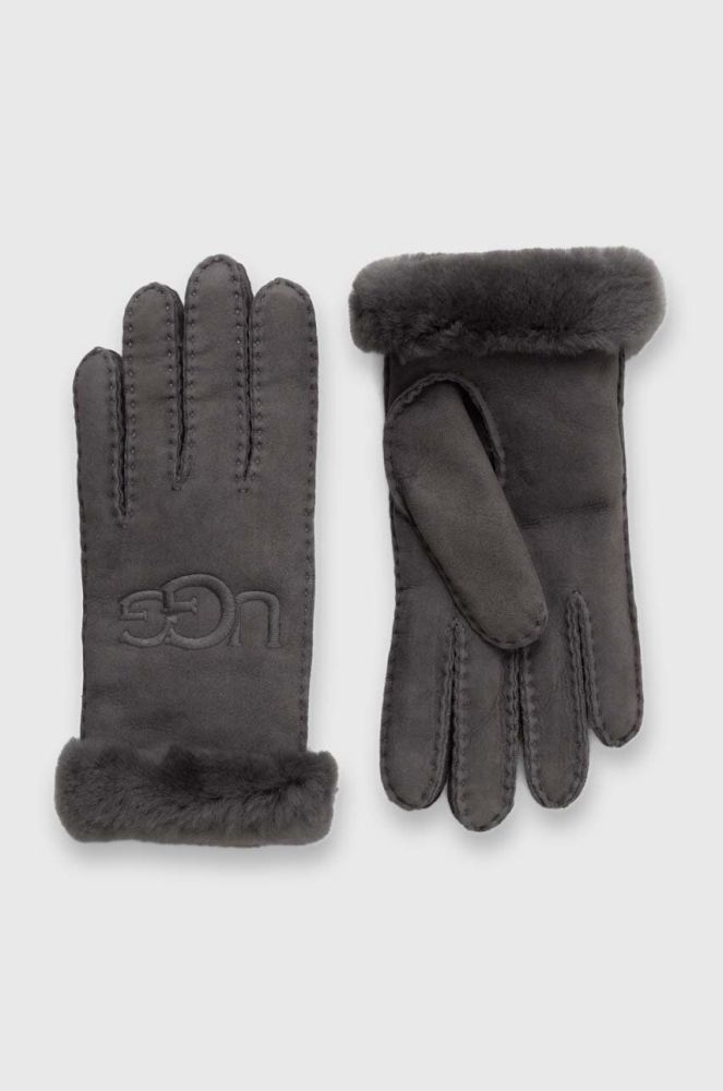 Замшеві рукавички UGG жіночі колір сірий