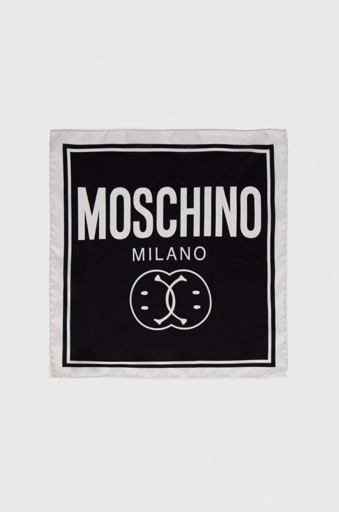 Шовкова кишенькова хустка Moschino x Smiley колір чорний
