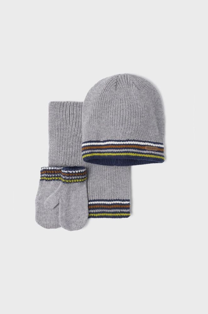 Дитячі шапка, шарф і рукавички Mayoral колір сірий