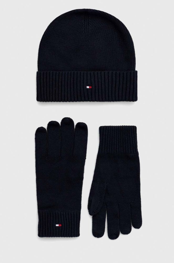 Шапка і рукавички Tommy Hilfiger колір синій
