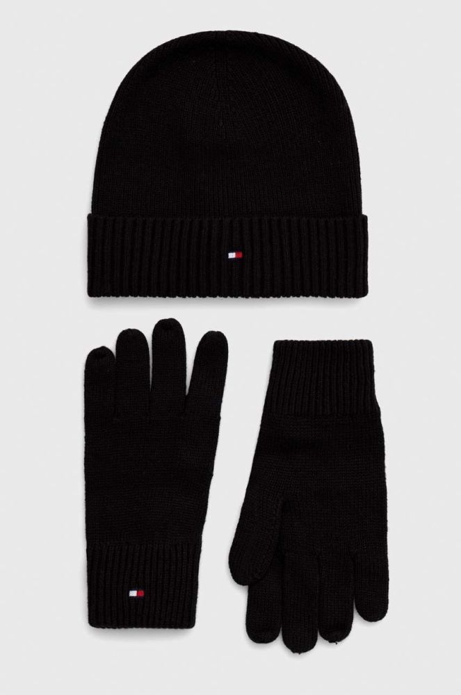 Шапка і рукавички Tommy Hilfiger колір чорний