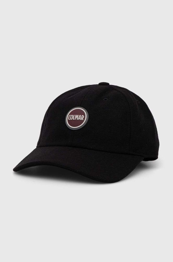 Вовняна кепка Colmar колір чорний з аплікацією