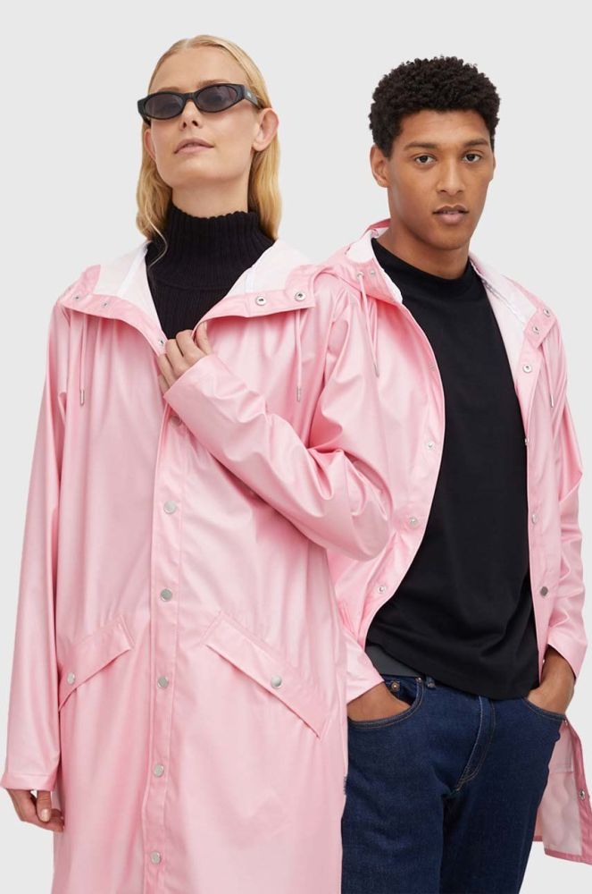 Дощовик Rains 12020 Long Jacket колір рожевий перехідна 12020.2-20.Pink.Sk