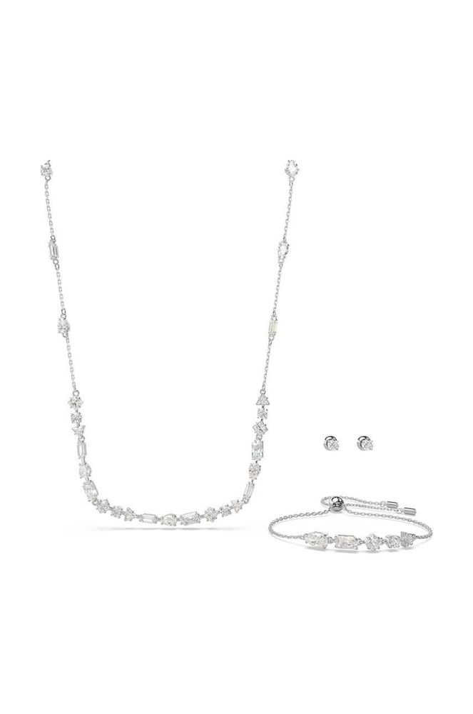Кольє, браслет і сережки Swarovski MESMERA колір срібний
