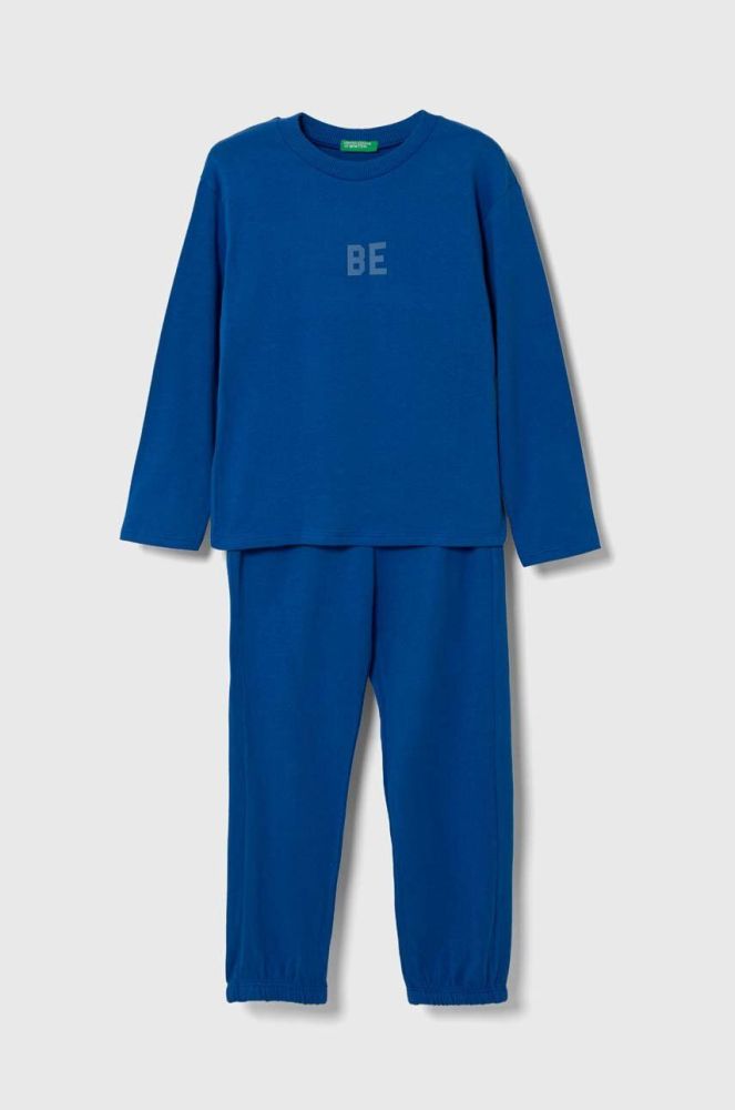 Дитяча піжама United Colors of Benetton з принтом колір блакитний