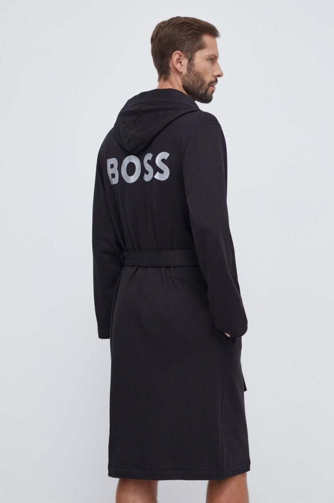 Бавовняний халат BOSS колір чорний (3609035)