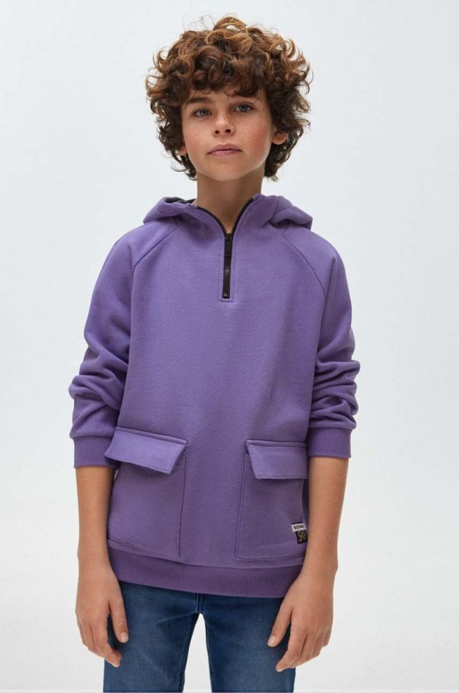 Дитяча кофта Mayoral колір фіолетовий з капюшоном однотонна