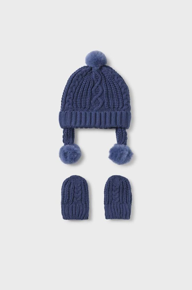 Дитяча шапка і рукавички Mayoral Newborn колір синій