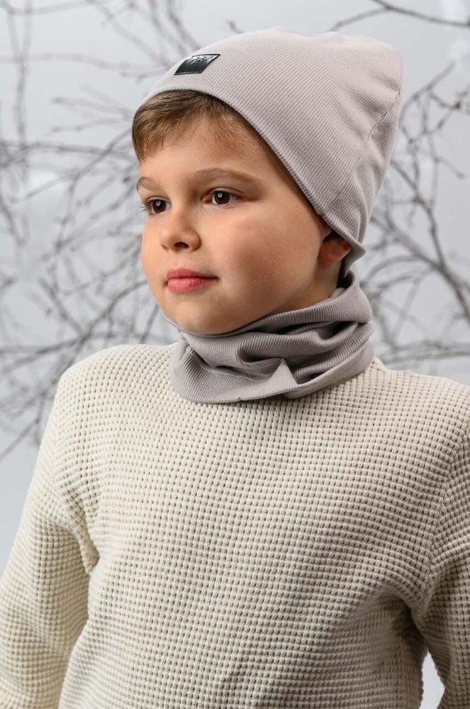 Дитяча шапка Jamiks GUDRUN колір сірий з тонкого трикотажу