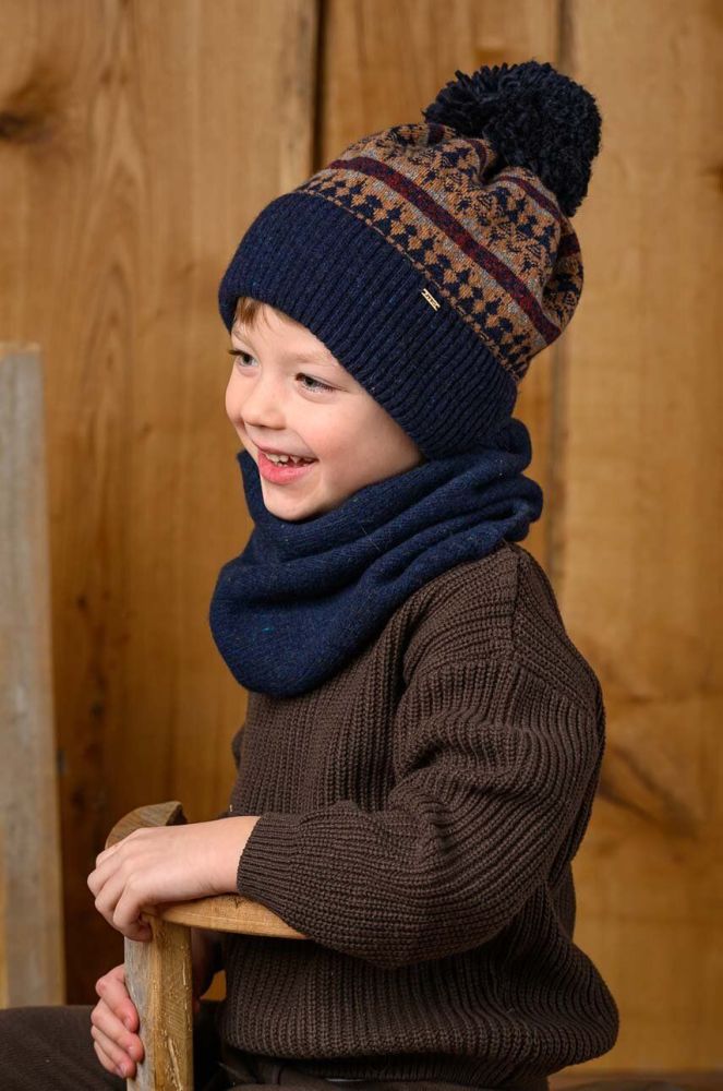 Дитяча вовняна шапка Jamiks колір блакитний
