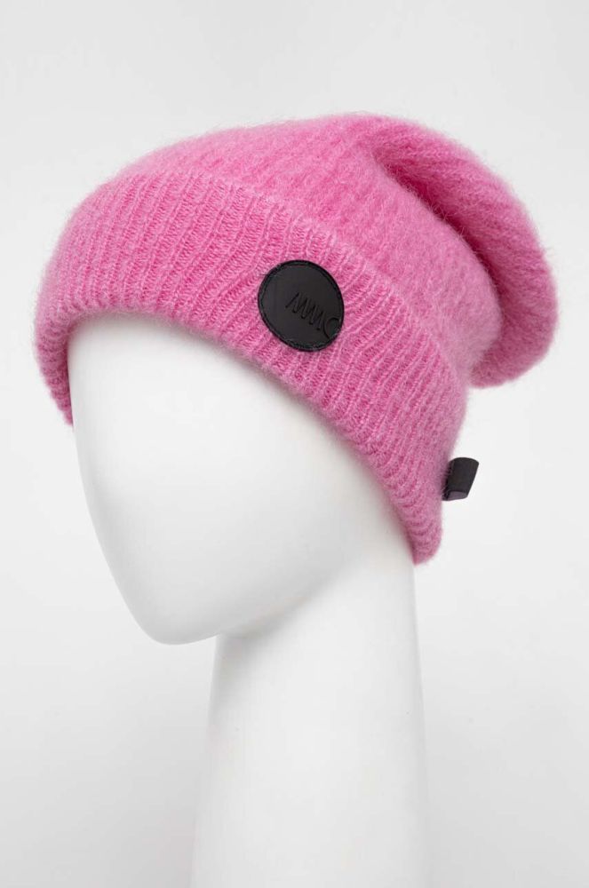 Вовняна шапка MMC STUDIO колір рожевий з товстого трикотажу вовна