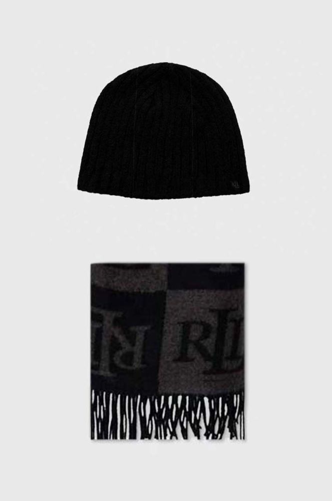 Шапка і шарф Lauren Ralph Lauren колір чорний