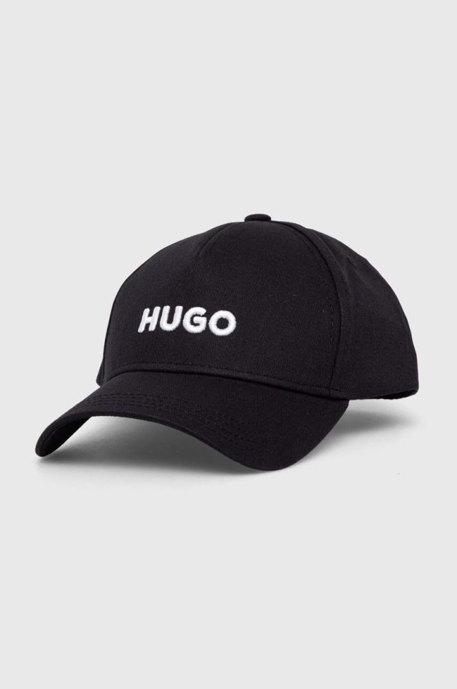 Бавовняна бейсболка HUGO колір чорний з аплікацією (3278446)