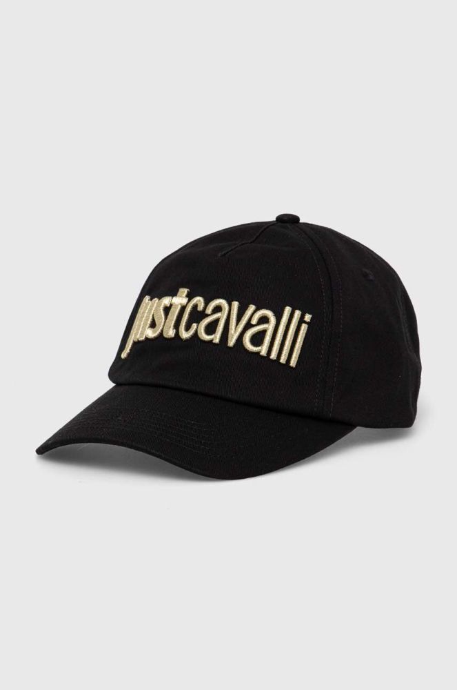 Бавовняна бейсболка Just Cavalli колір чорний з аплікацією (3515181)