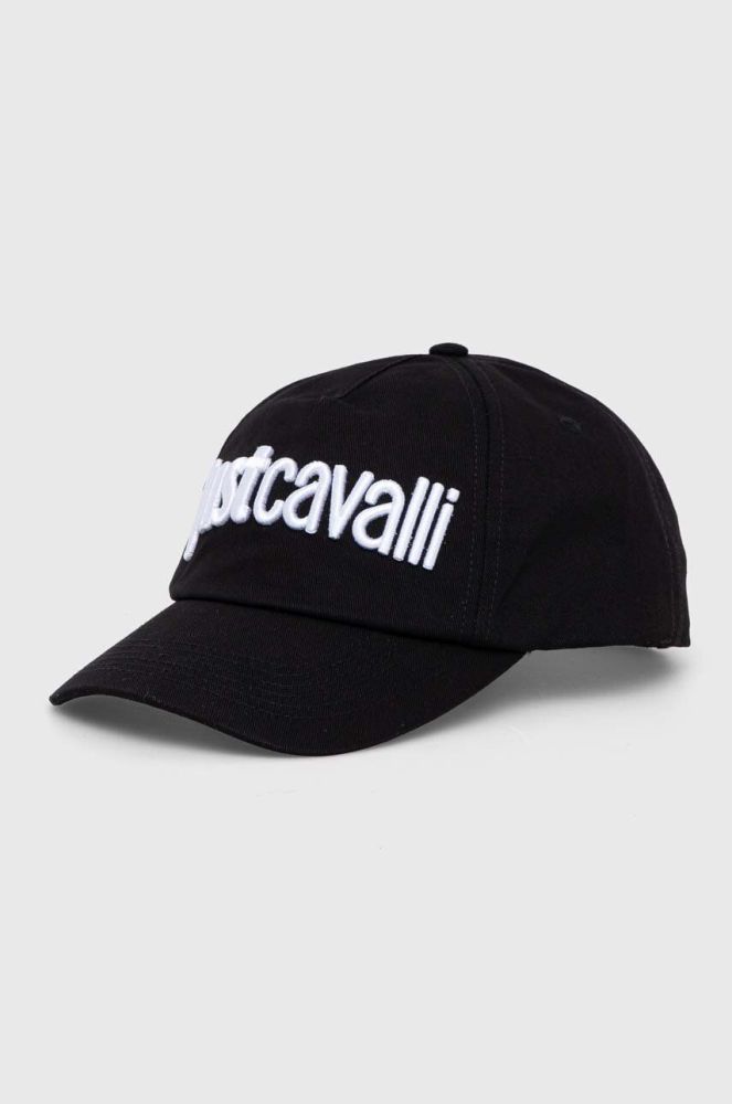Бавовняна бейсболка Just Cavalli колір чорний з аплікацією (3515180)