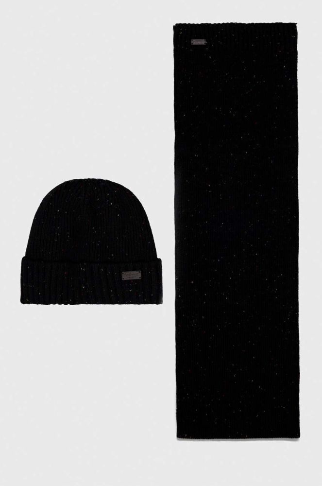 Шапка і шарф Barbour колір чорний (3550313)
