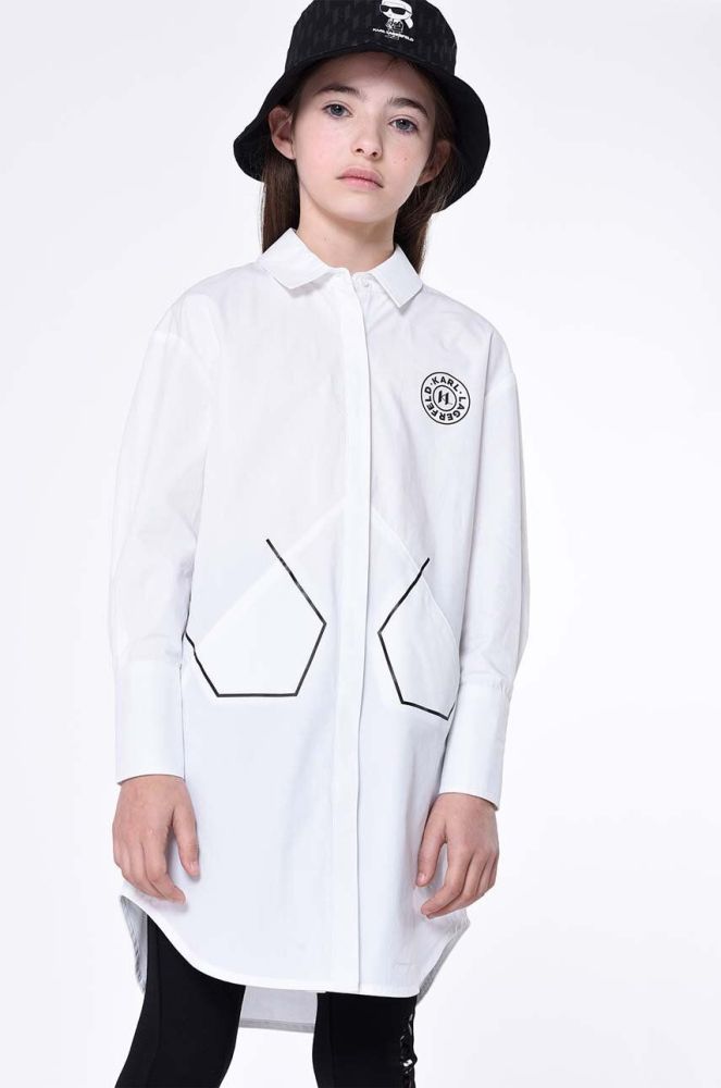 Дитяча бавовняна сорочка Karl Lagerfeld колір білий (3458561)