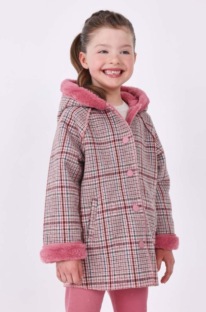 Дитяче пальто з домішкою вовни Mayoral колір рожевий