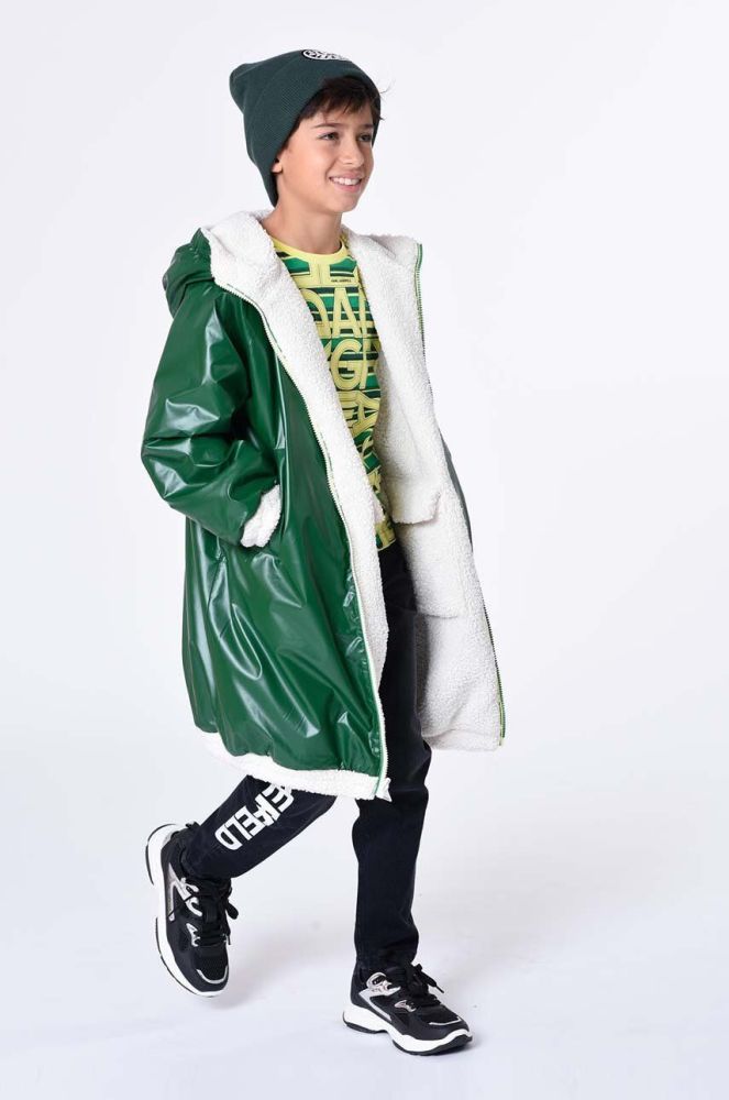 Дитяча двостороння куртка Karl Lagerfeld колір зелений (3554248)