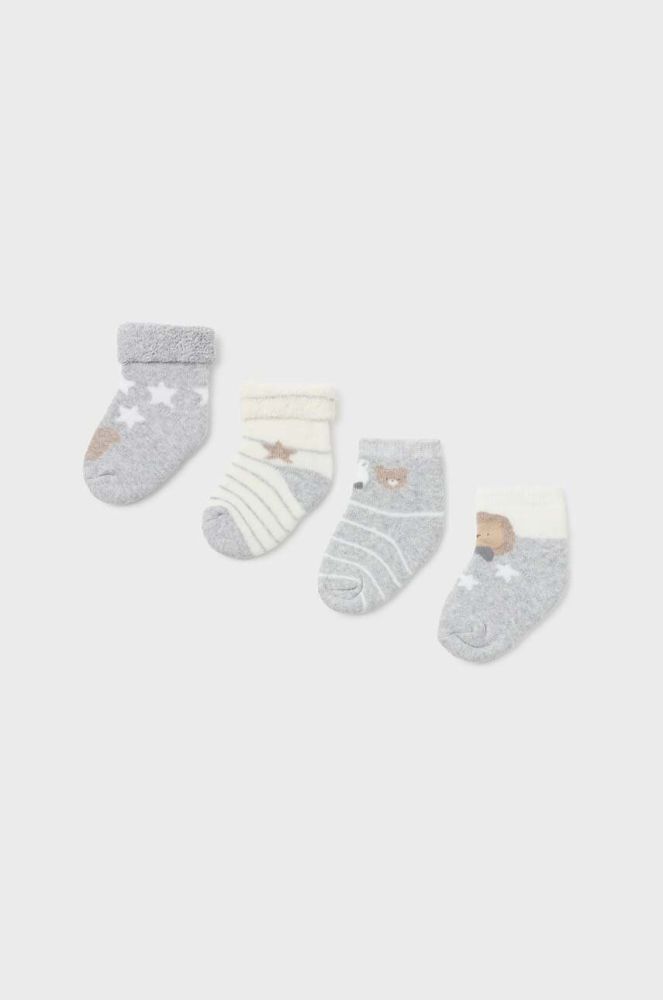 Шкарпетки для немовлят Mayoral Newborn 4-pack колір сірий (3415711)