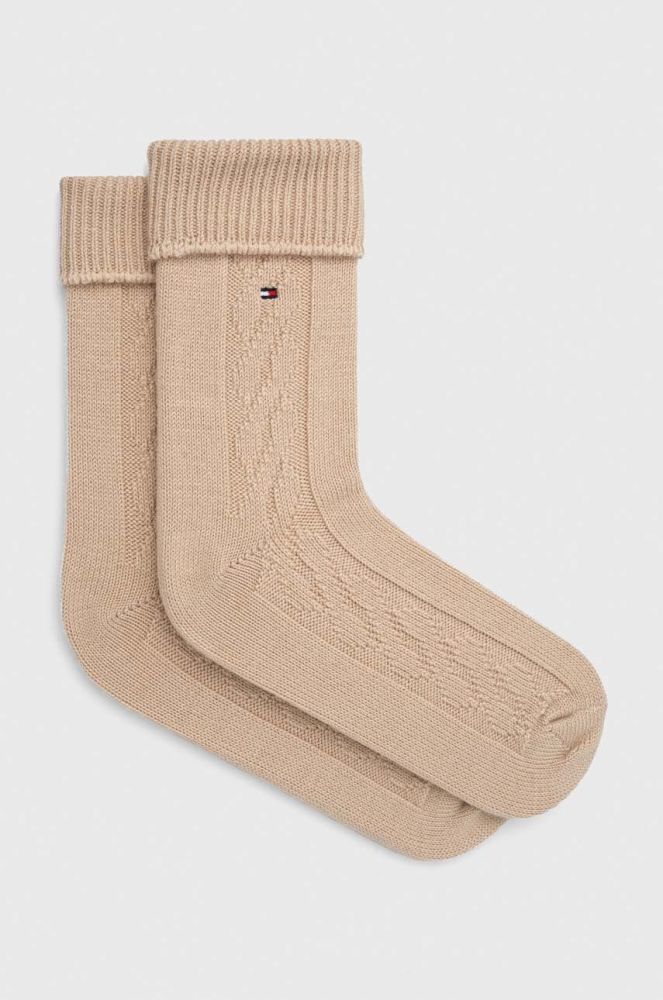 Шкарпетки з домішкою вовни Tommy Hilfiger колір бежевий