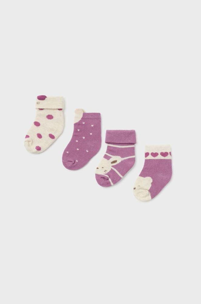Шкарпетки для немовлят Mayoral Newborn Gift box 4-pack колір фіолетовий