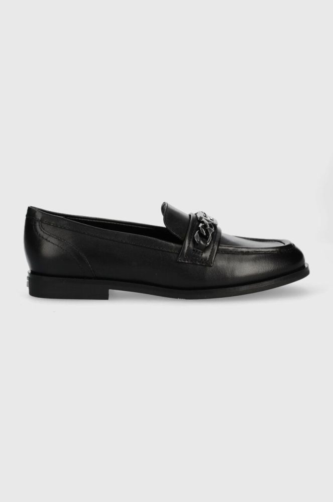 Шкіряні туфлі Guess FL7VIC LEA14 жіночі колір чорний на плоскому ходу VICTER