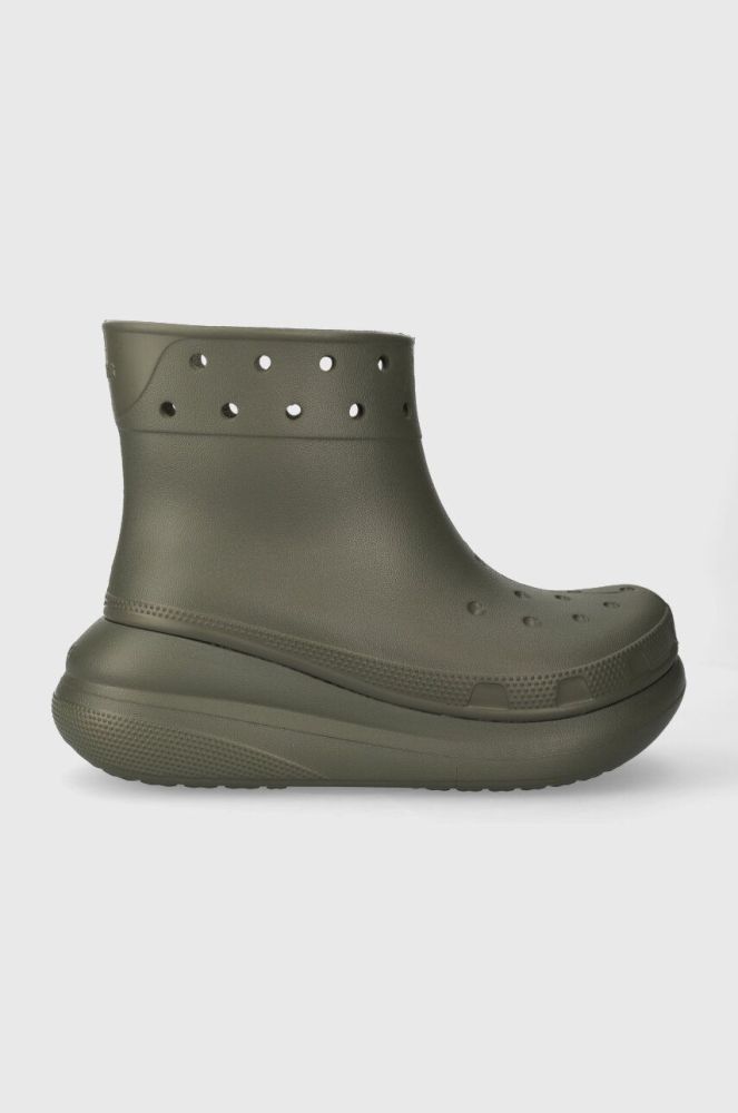 Гумові чоботи Crocs Classic Crush Rain Boot жіночі колір зелений 207946