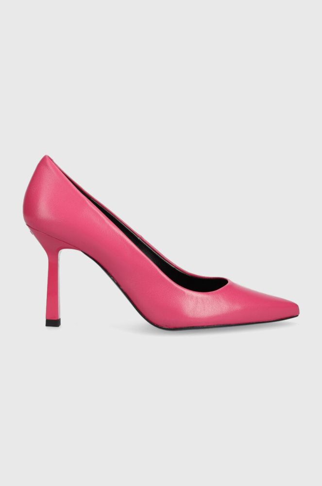 Шкіряні туфлі HUGO Katniss Pump 90 колір рожевий 50504354