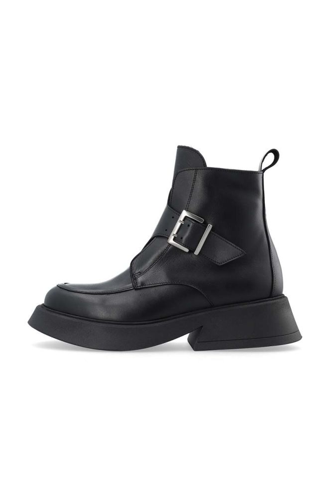 Шкіряні черевики Bianco BIAHAILEY жіночі колір чорний на плоскому ходу 11300623