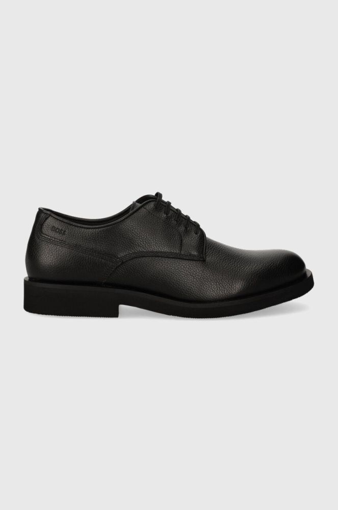 Шкіряні туфлі BOSS Baird чоловічі колір чорний 50503445