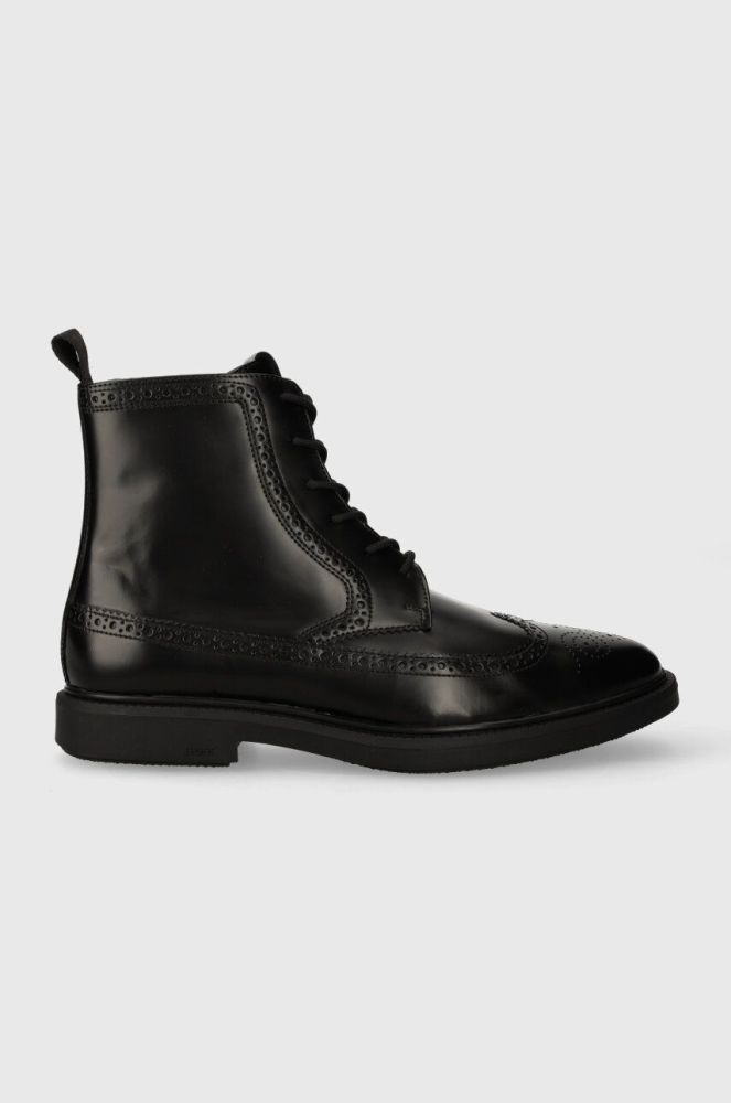 Шкіряні черевики BOSS Larry чоловічі колір чорний 50503617