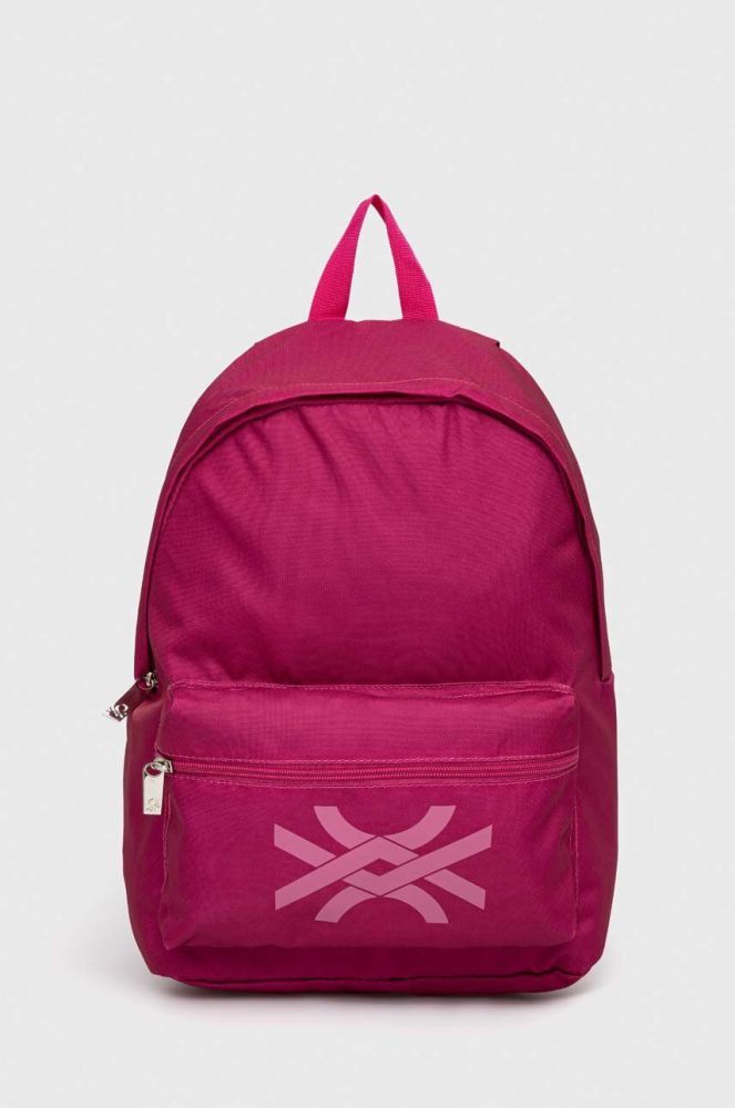 Дитячий рюкзак United Colors of Benetton колір рожевий великий з принтом