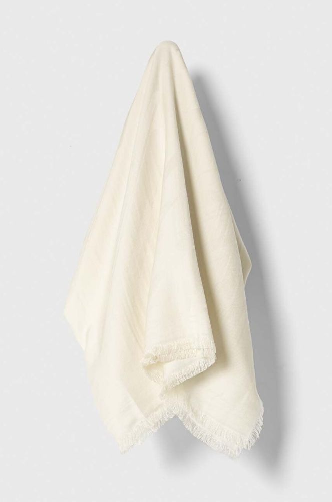 Хустка з домішкою вовни BOSS колір білий візерунок (3351705)