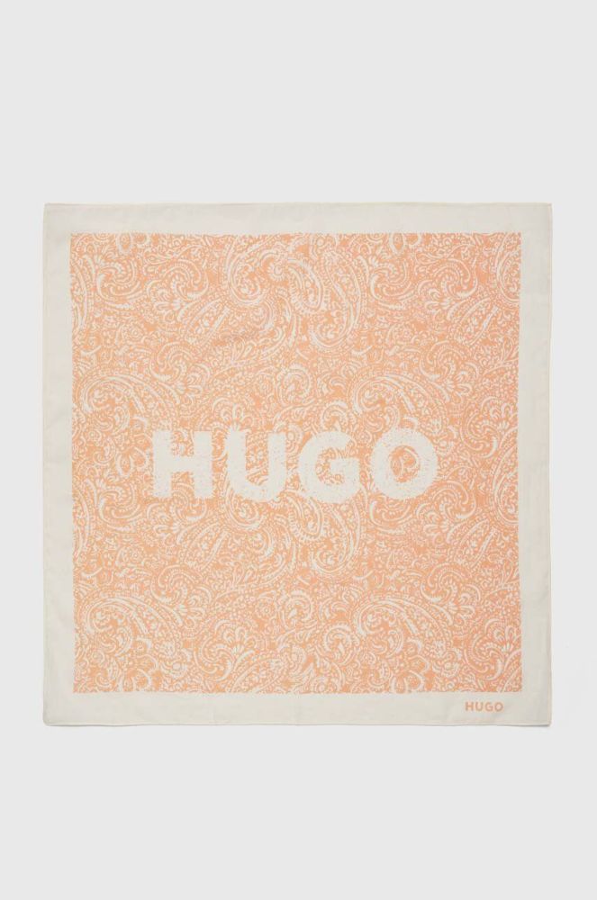 Бавовняна хустка на шию HUGO колір помаранчевий візерунок