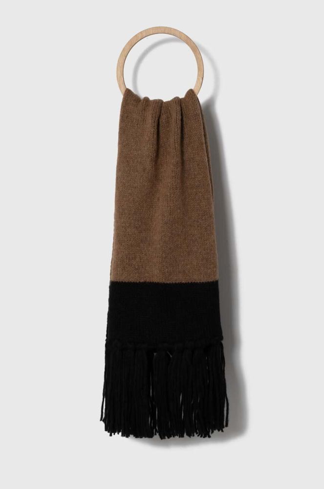 Вовняний шарф Weekend Max Mara колір коричневий однотонний