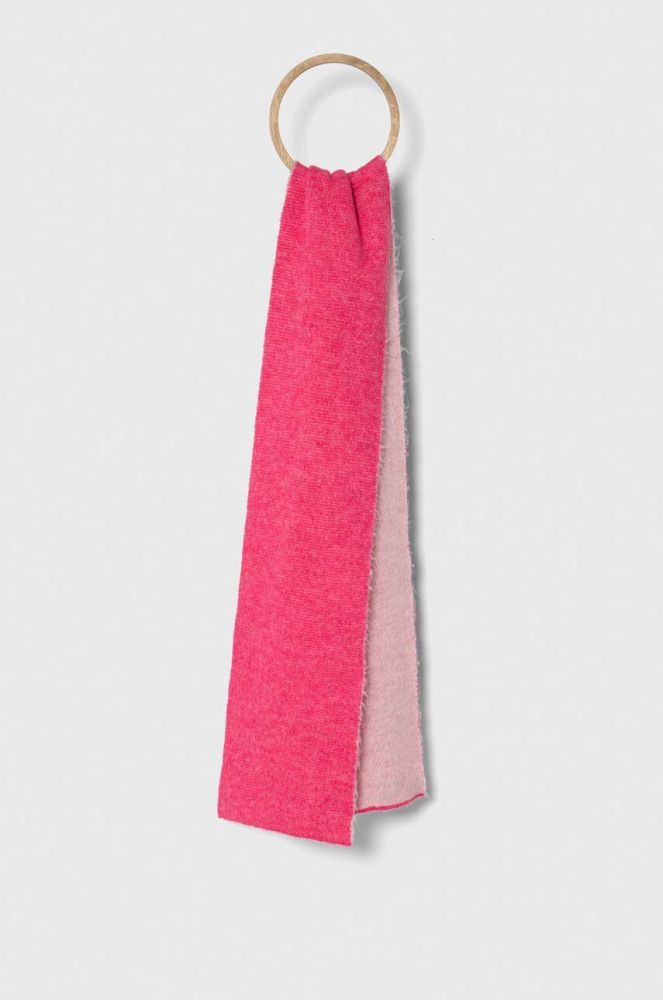 Дитячий шарф з домішкою вовни United Colors of Benetton колір рожевий однотонний