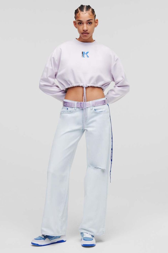 Джинси Karl Lagerfeld Jeans жіночі висока посадка колір блакитний (3438394)