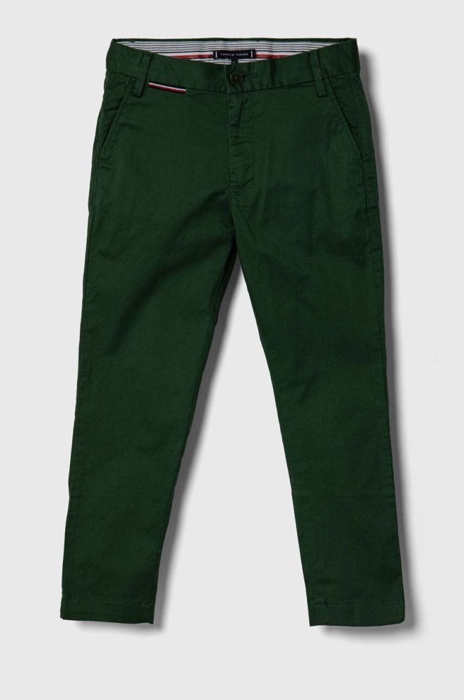 Дитячі штани Tommy Hilfiger колір зелений однотонні (3366478)