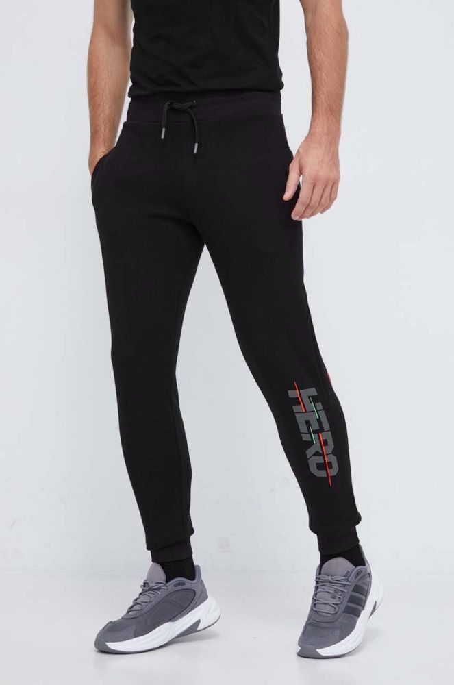 Бавовняні спортивні штани Rossignol HERO колір чорний з принтом