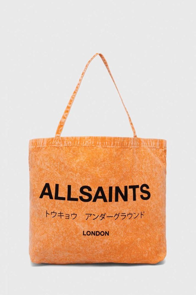 Бавовняна сумка AllSaints колір помаранчевий